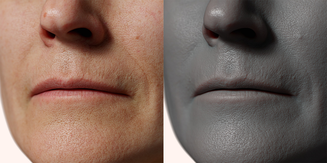 Female head scan skin pore details 